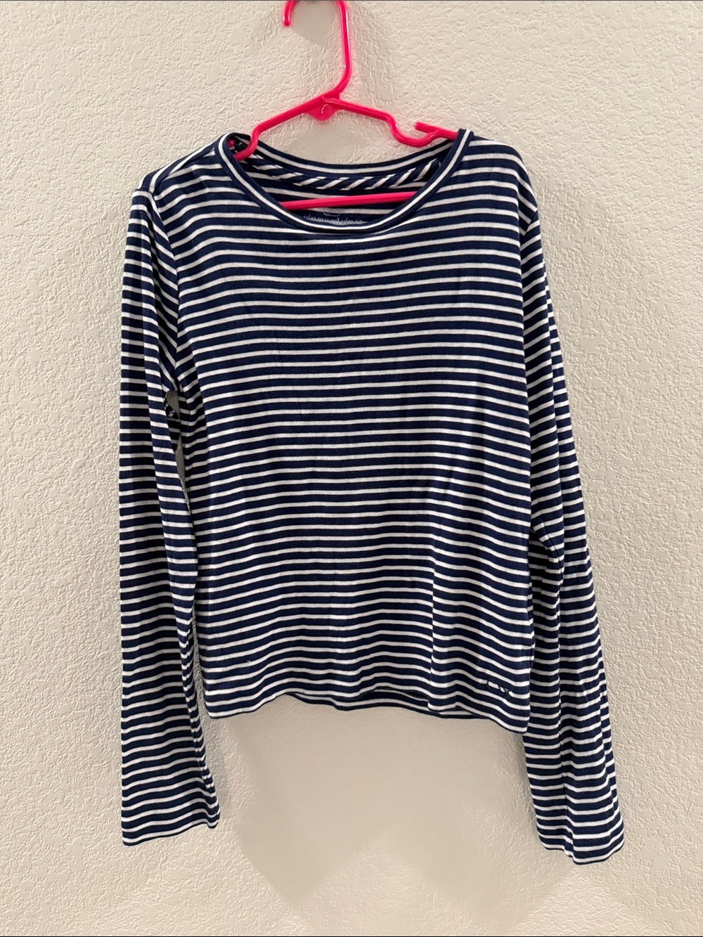 Vineyard Vines Navy and White Striped Pima Cotton Blend Long Sleeve Youth Medium